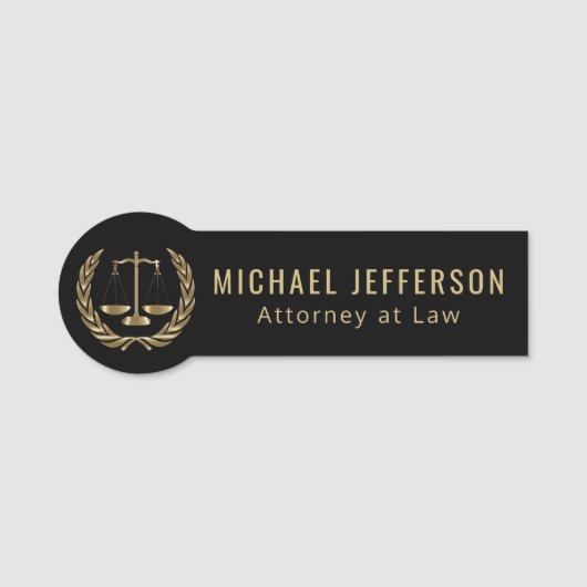 Attorney of law - Logo - Black and Gold Naamplaatje (Voorkant)