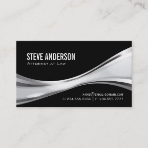 Attorney of law - Modern Black Silver Metallic Visitekaartje
