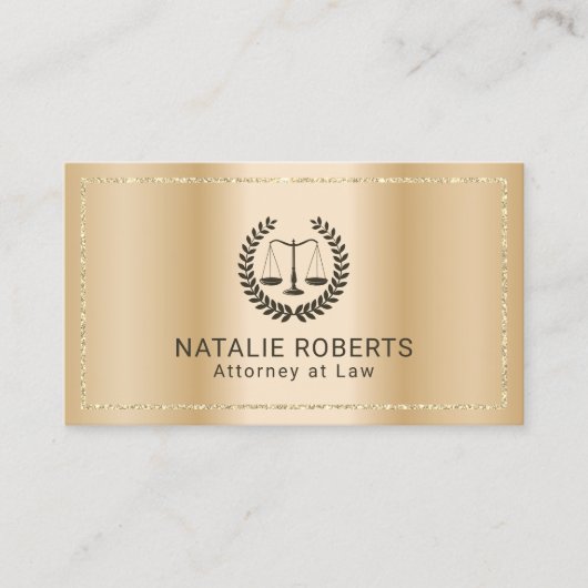 Attorney of Law Modern Gold Lijst Lawyer Kantoor Visitekaartje (Voorkant)