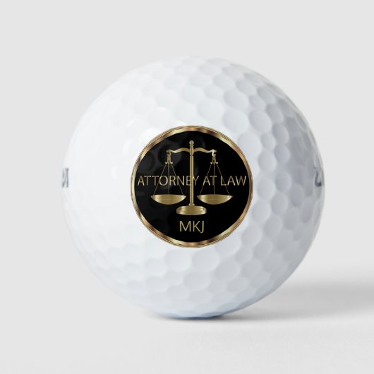 Attorney of Law, Monogram - Black and Gold Golfballen (Voorkant)