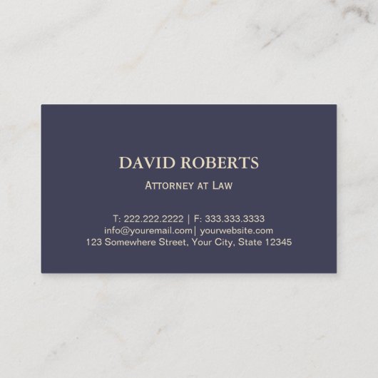 Attorney of Law Navy Blue & Gold Plain Visitekaartje (Achterkant)