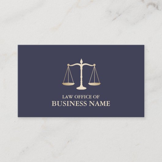 Attorney of Law Navy Blue & Gold Plain Visitekaartje (Voorkant)