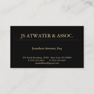 Attorney of Law Professional Black Classic Visitekaartje