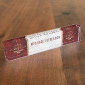 Attorney of Law - Red & White Marble Naambordje (Zijkant)