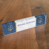 Attorney of Law - Sapphire Blue & White Marble Naambordje (Zijkant)