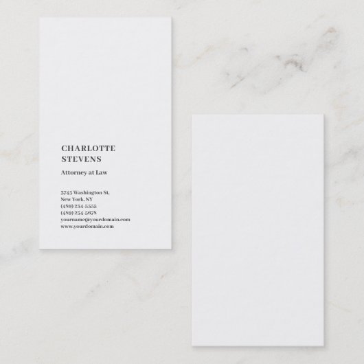 Attorney of Law Trendy minimalist Elegant Simple Visitekaartje (Voorkant / Achterkant)