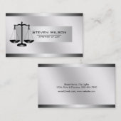 Attorney of Law White en Silver Steel Legal Scale Visitekaartje (Voorkant / Achterkant)