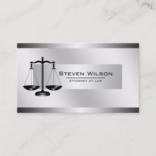 Attorney of Law White en Silver Steel Legal Scale Visitekaartje (Voorkant)
