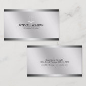 Attorney of Law White en Silver Steel Legal Scale Visitekaartje (Voorkant / Achterkant)