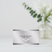 Attorney of Law White en Silver Steel Legal Scale Visitekaartje (Staand voorkant)