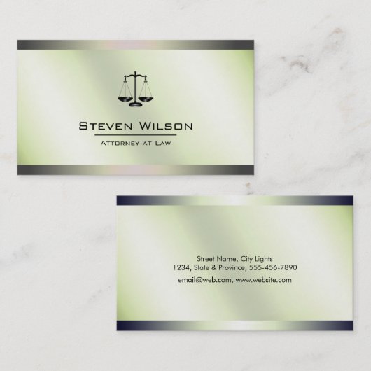 Attorney of Law White en Silver Steel Legal Scale Visitekaartje (Voorkant / Achterkant)