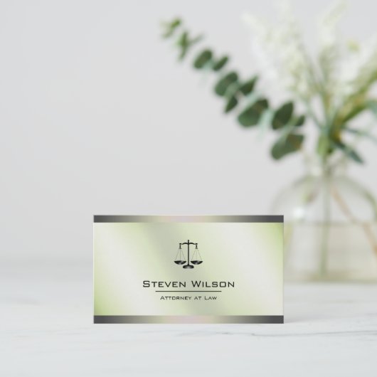 Attorney of Law White en Silver Steel Legal Scale Visitekaartje (Staand voorkant)