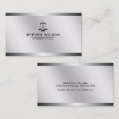 Attorney of Law White en Silver Steel Legal Scale Visitekaartje (Voorkant / Achterkant)