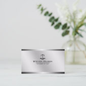 Attorney of Law White en Silver Steel Legal Scale Visitekaartje (Staand voorkant)