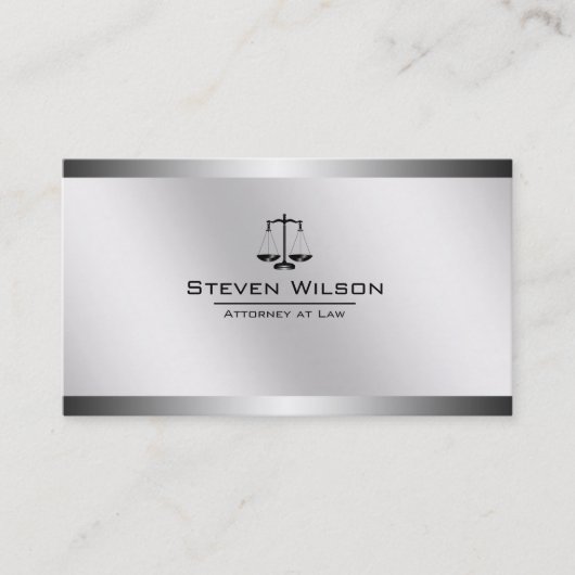 Attorney of Law White en Silver Steel Legal Scale Visitekaartje (Voorkant)