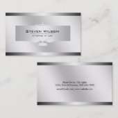 Attorney of Law White en Silver Steel Legal Scale Visitekaartje (Voorkant / Achterkant)