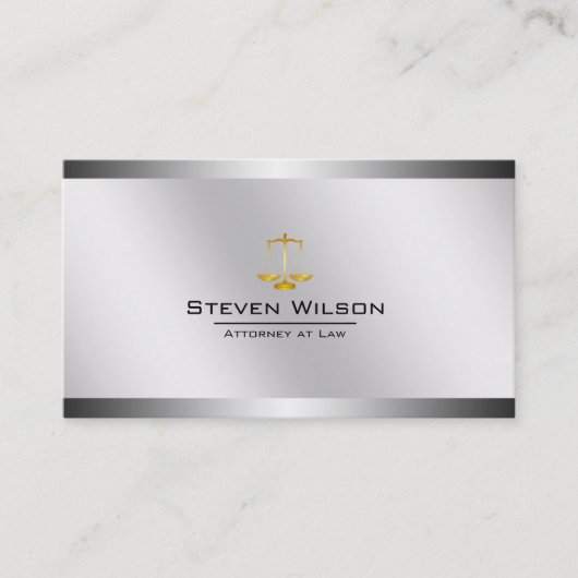 Attorney of Law White en Silver Steel Legal Scale Visitekaartje (Voorkant)