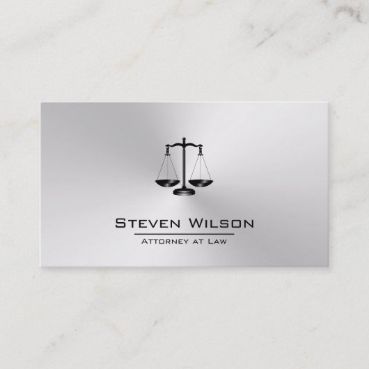 Attorney of Law White en Silver Steel Legal Scale Visitekaartje (Voorkant)