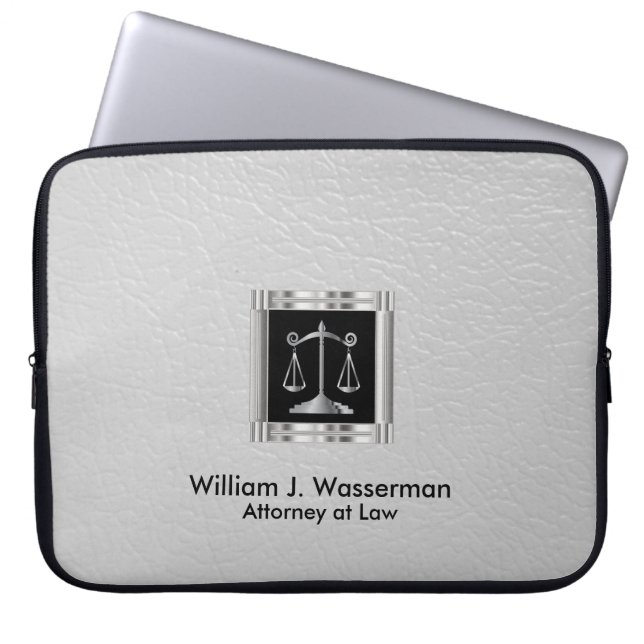 Attorney of Law White Leather Laptop Sleeve (Voorkant)