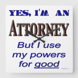 Attorney Powers Funny Kantoor Wall Clock Vierkante Klok