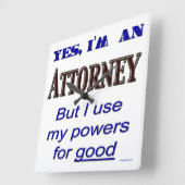 Attorney Powers Funny Kantoor Wall Clock Vierkante Klok (Hoek)