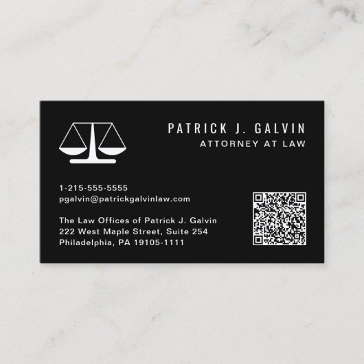 Attorney Professional QR-code zwart Visitekaartje (Voorkant)