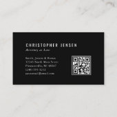 Attorney QR Code Black and White Scales Simple Visitekaartje (Achterkant)