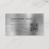 Attorney QR Code Black Scales Silver Brushed Metal Visitekaartje (Achterkant)