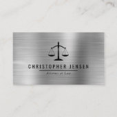 Attorney QR Code Black Scales Silver Brushed Metal Visitekaartje (Voorkant)