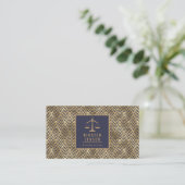 Attorney QR Code Blue Gold Geometric Deco Pattern Visitekaartje (Staand voorkant)