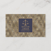 Attorney QR Code Blue Gold Geometric Deco Pattern Visitekaartje (Voorkant)