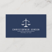 Attorney QR Code Navy Blue White Scales Simple Visitekaartje (Voorkant)