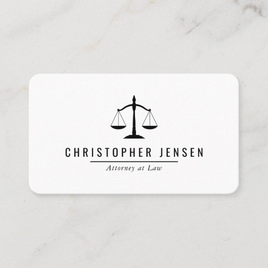 Attorney QR Code White Black Scales Simple Rounded Visitekaartje (Voorkant)