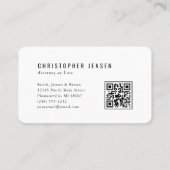 Attorney QR Code White Black Scales Simple Rounded Visitekaartje (Achterkant)