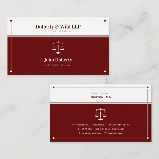 ATTORNEY | Rechtenschalen Dark Red Visitekaartje (Voorkant / Achterkant)
