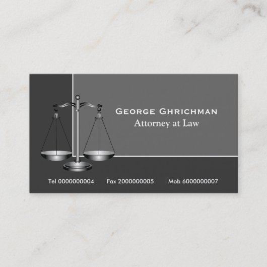 Attorney scale of justice visitekaartje (Voorkant)