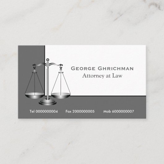 Attorney scale of justice visitekaartje (Voorkant)