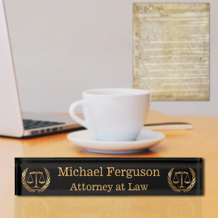 Attorney Scales of Justice Black en Gold Naambordje