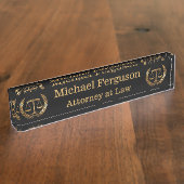 Attorney Scales of Justice Black en Gold Naambordje (Zijkant)