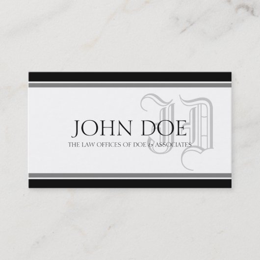 Attorney Silver Fancy Monogram Visitekaartje (Voorkant)