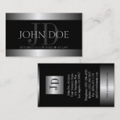 Attorney Silver Metal Metallic Border Visitekaartje (Voorkant / Achterkant)