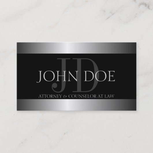 Attorney Silver Metal Metallic Border Visitekaartje (Voorkant)