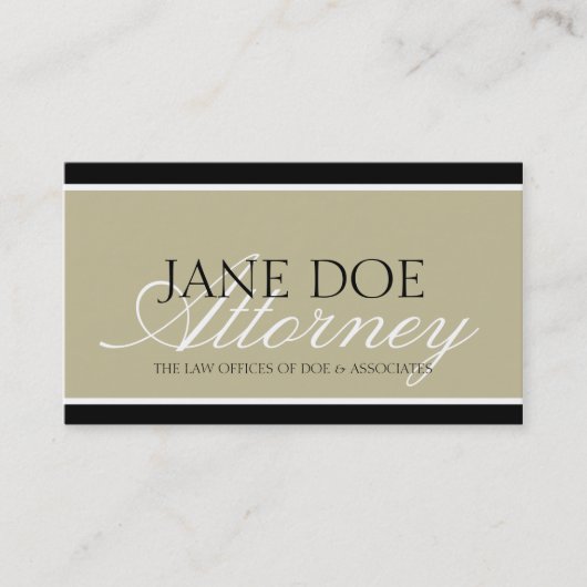 Attorney Tan/White Script/Black Borders Visitekaartje (Voorkant)