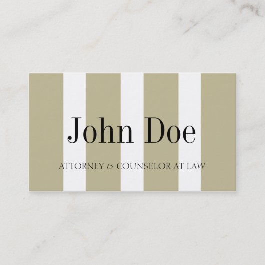 Attorney Tan/White Vertical Stripes Visitekaartje (Voorkant)