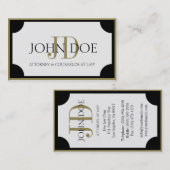 Attorney W/B Gold Monogram/Border Visitekaartje (Voorkant / Achterkant)