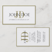 Attorney White/Gold Monogram/Border Visitekaartje (Voorkant / Achterkant)