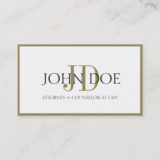 Attorney White/Gold Monogram/Border Visitekaartje (Voorkant)