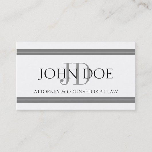 Attorney White Silver Stripes Visitekaartje (Voorkant)