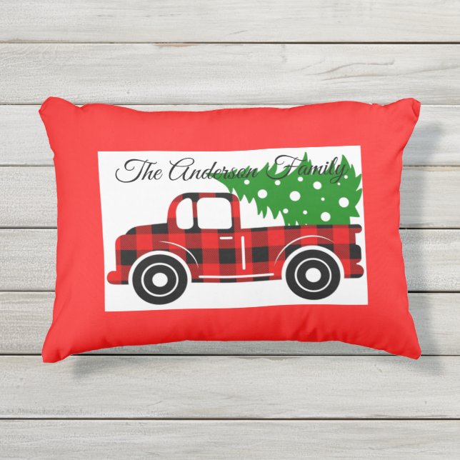 Attracktive Trendy minimalist schotse rode vrachtw Buitenkussen (Voorkant)