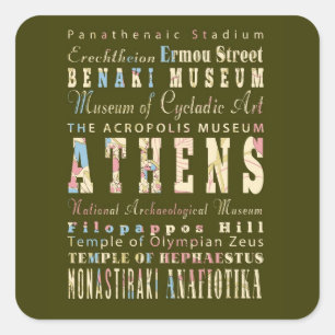 Attracties & Beroemde plaatsen Athene, Griekenland Vierkante Sticker